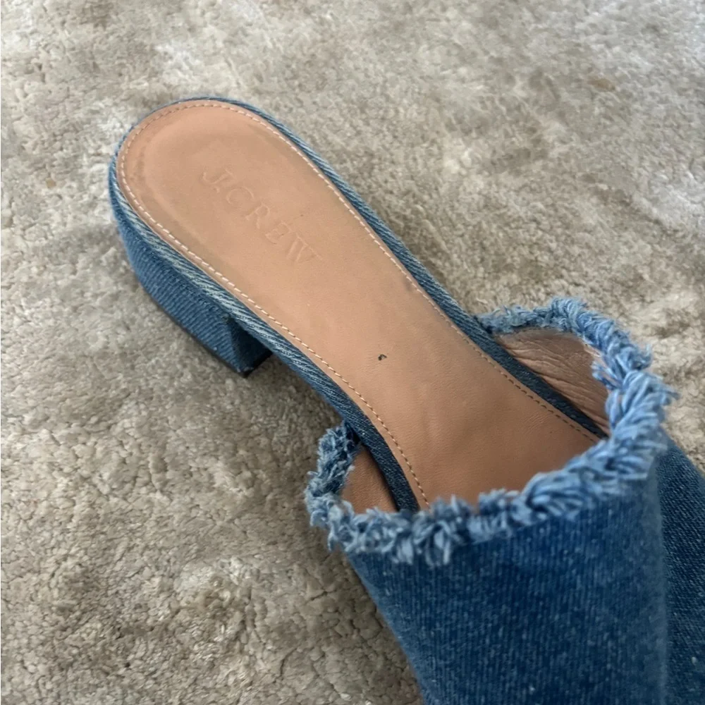 J.Crew Denim Low Heel Mules Sandals